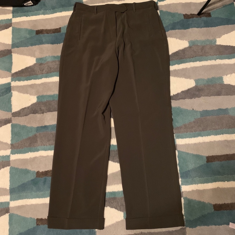 Larry Levine stretch tailored wide leg cuffed office trouser